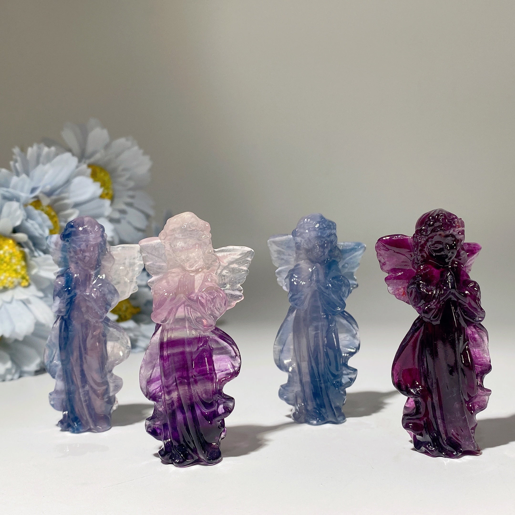 2.7 inch Fluorite Fairy Carving Crystal Figurine Healing