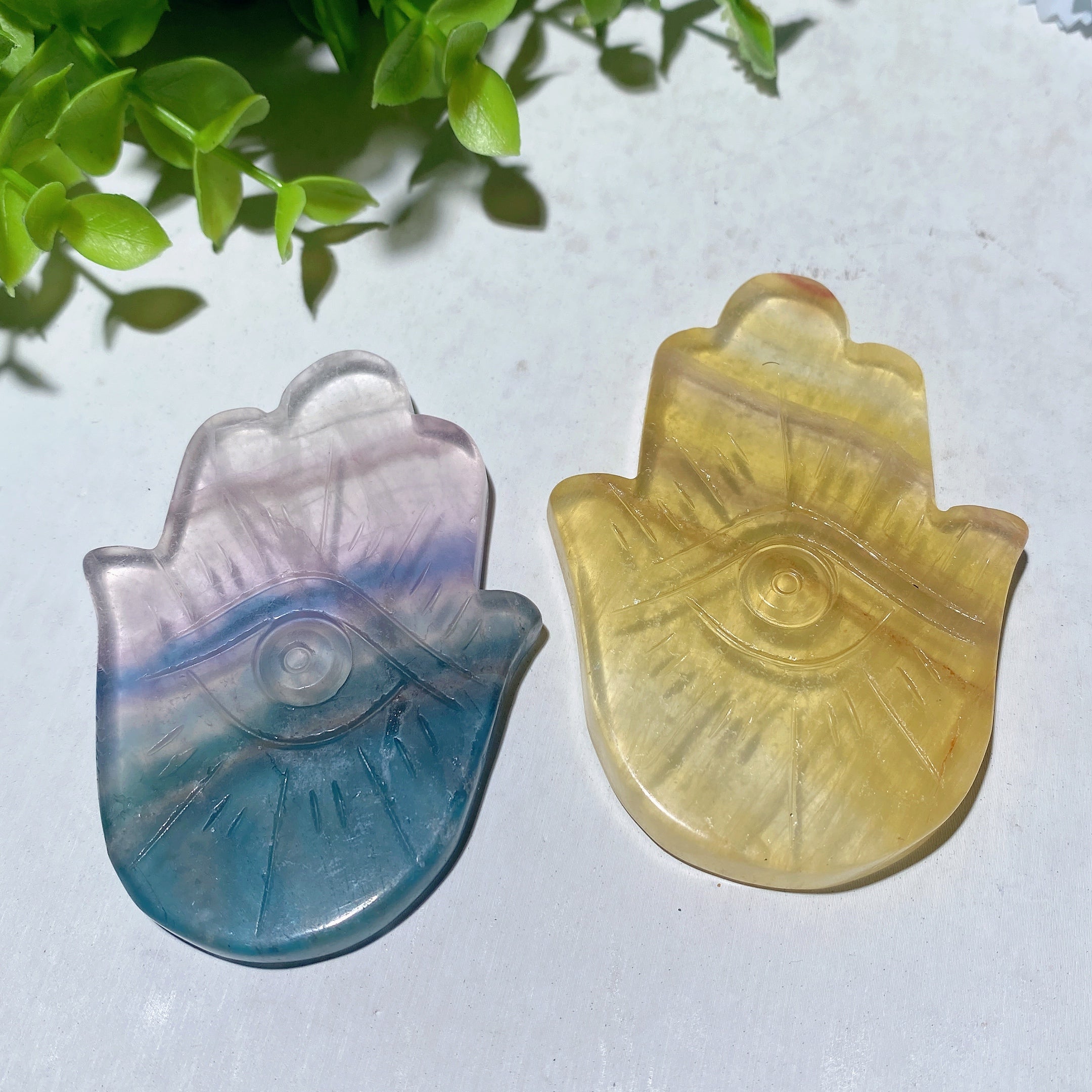 2.7 Inch Fluorite Hand Figurine with Horus Eye Carvings