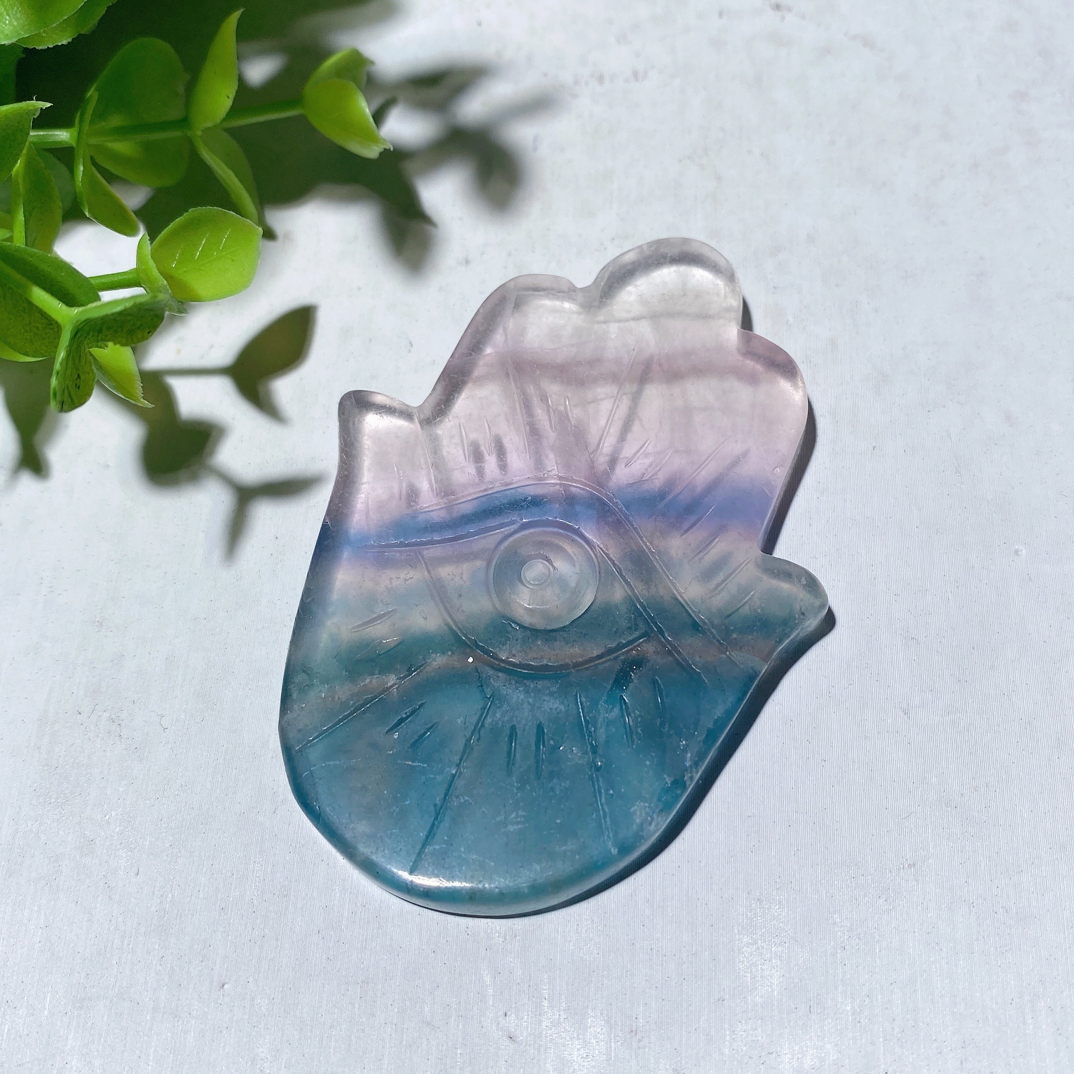 2.7 Inch Fluorite Hand Figurine with Horus Eye Carvings