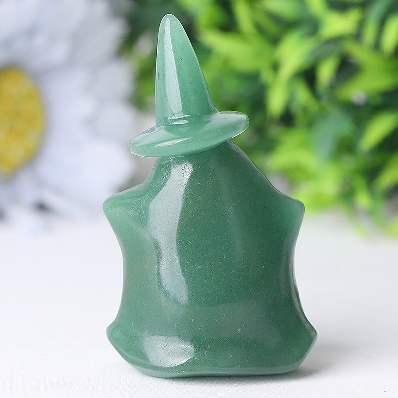 2.7 inch Green Aventurine Witch Crystal Carving for Halloween