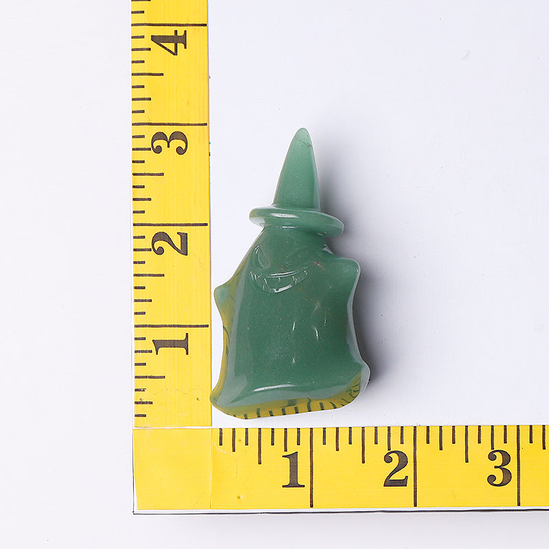 2.7 inch Green Aventurine Witch Crystal Carving for Halloween