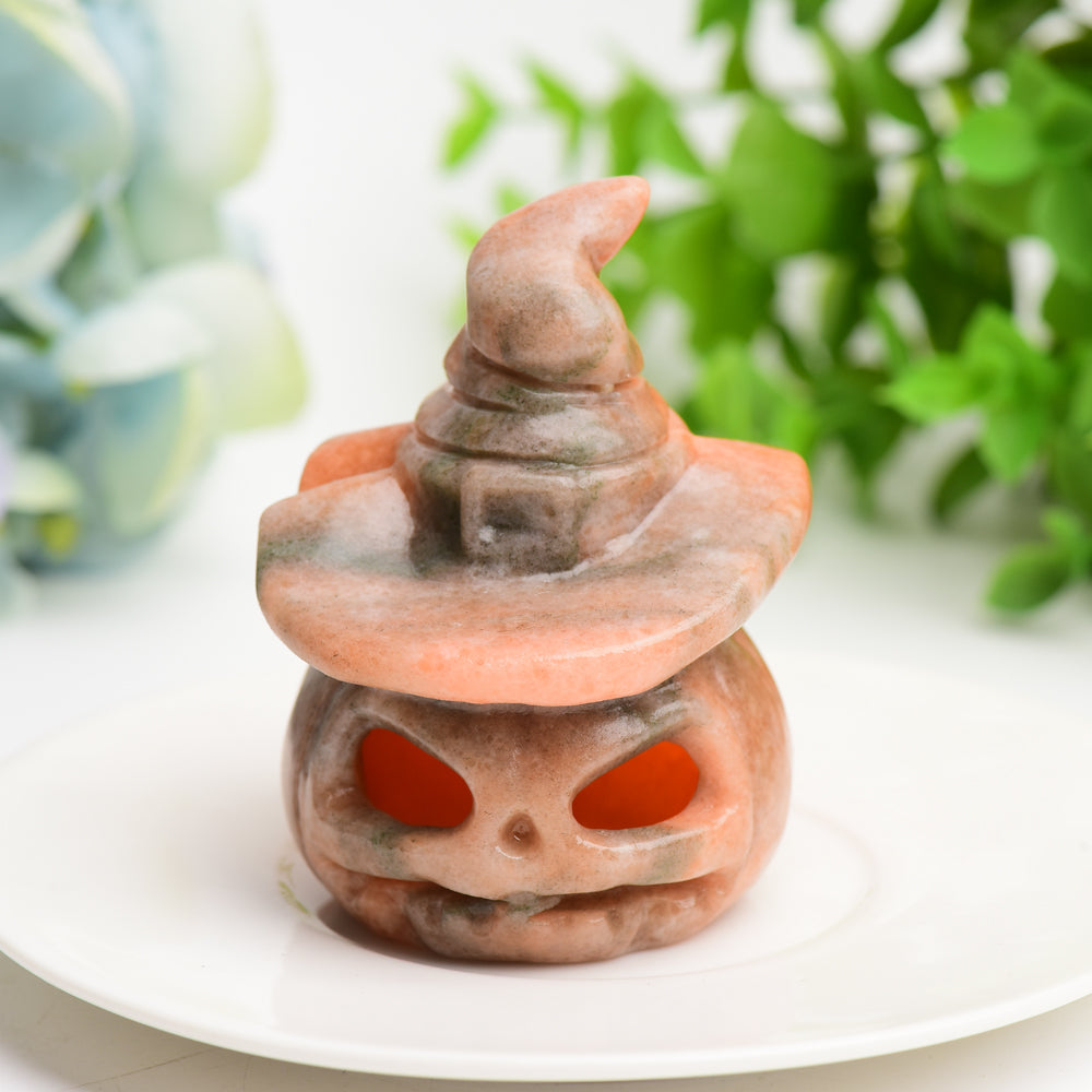 2.7-Inch Mixed Crystal Pumpkin Figurine Lamp for Halloween