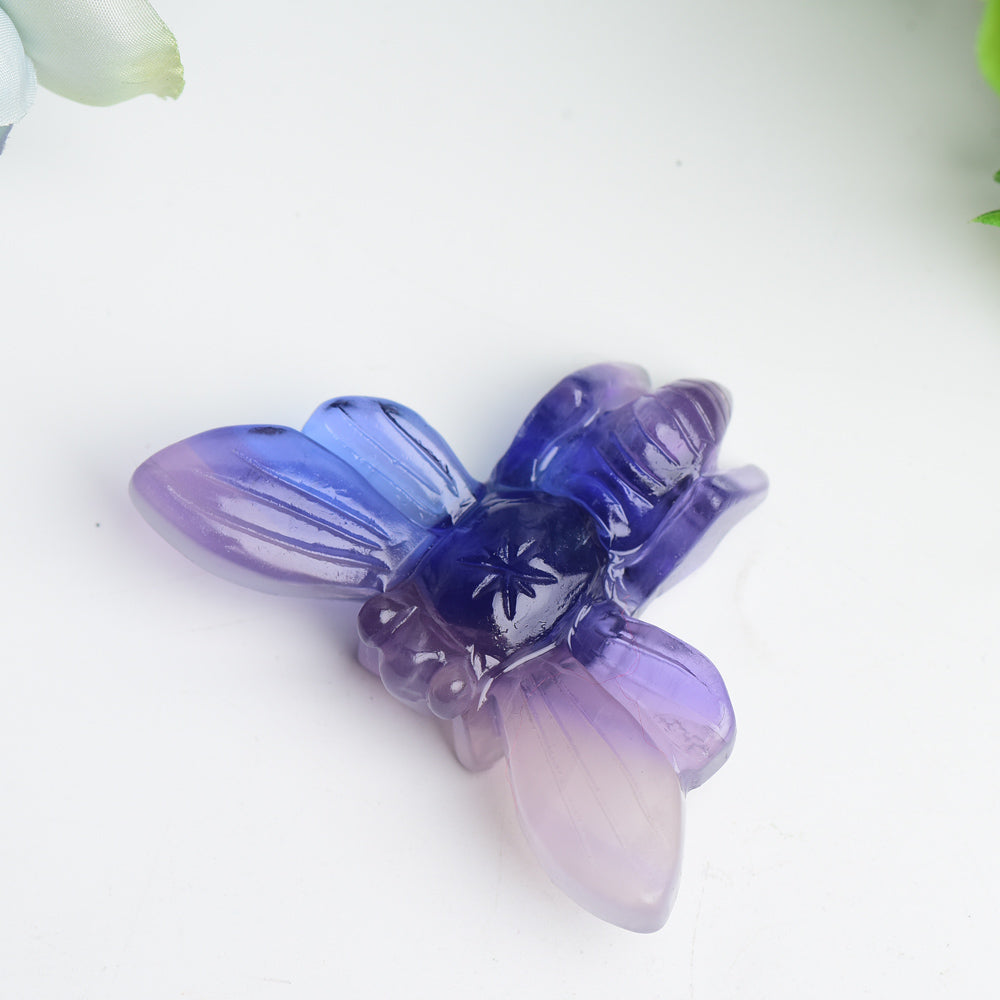 2.7 inch Purple Fluorite Bee Crystal Animal Carving