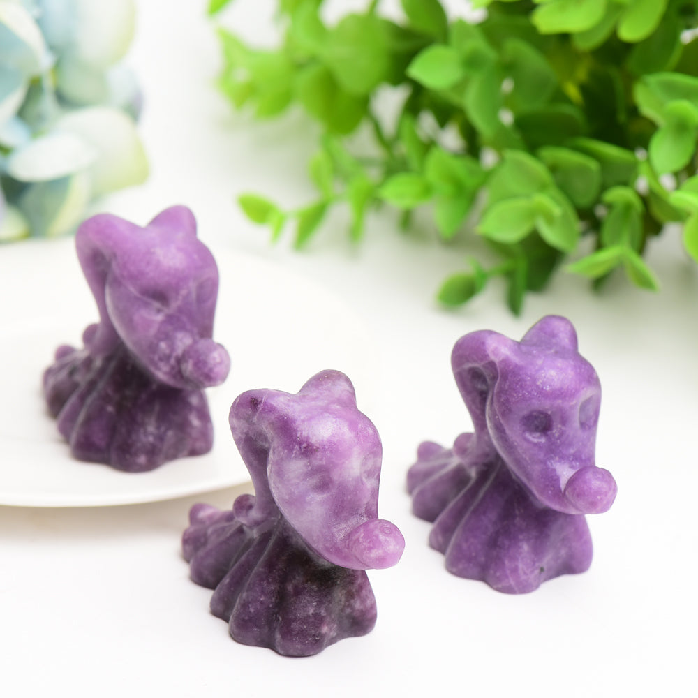 2.7 inch Purple Lepidolite Crystal Dog Figurine Healing Energy