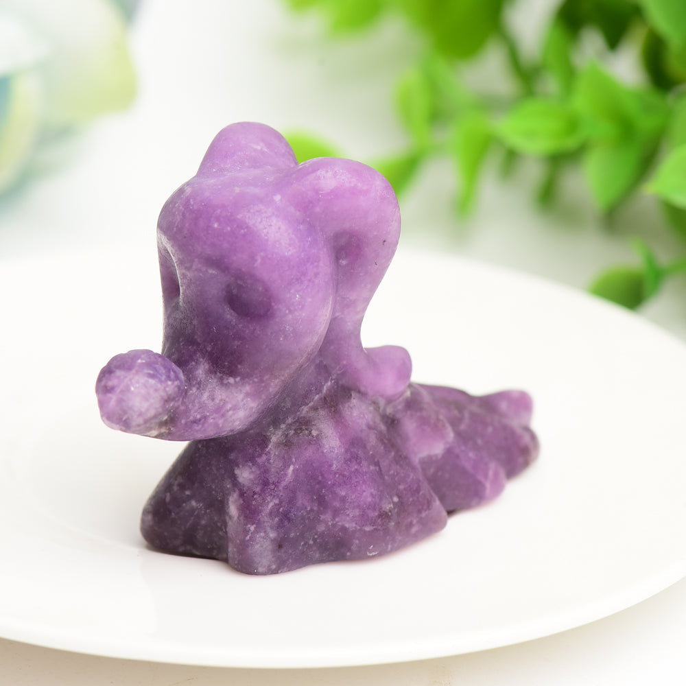 2.7 inch Purple Lepidolite Crystal Dog Figurine Healing Energy
