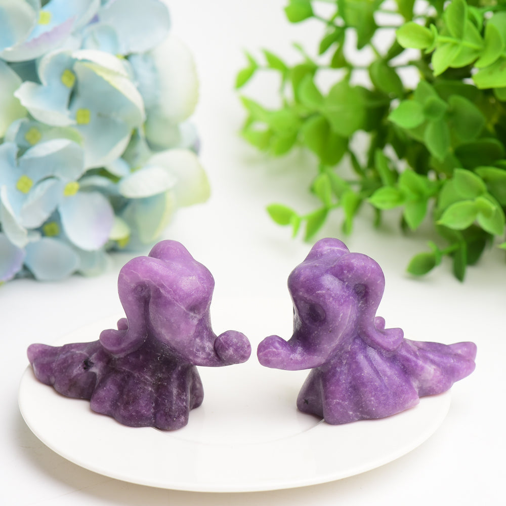 2.7 inch Purple Lepidolite Crystal Dog Figurine Healing Energy