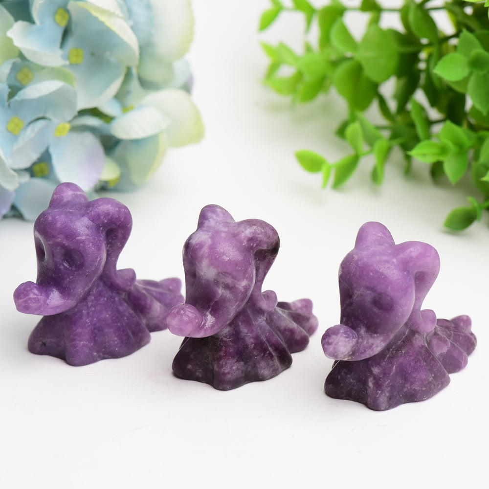 2.7 inch Purple Lepidolite Crystal Dog Figurine Healing Energy