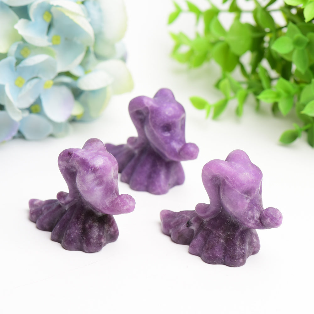 2.7 inch Purple Lepidolite Crystal Dog Figurine Healing Energy