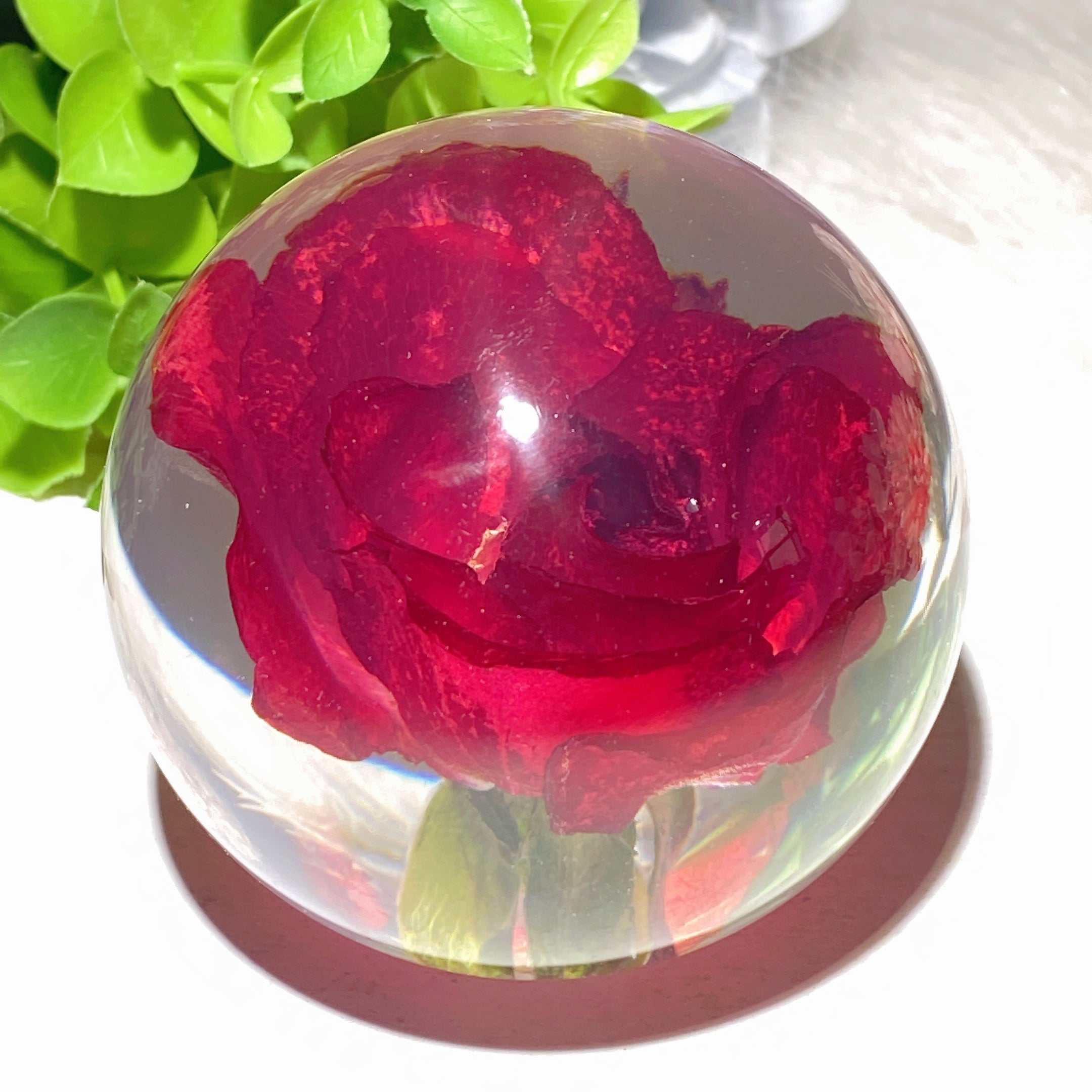 2.7 Inch Resin Infused Rose Flower Sphere Crystal Healing Orb