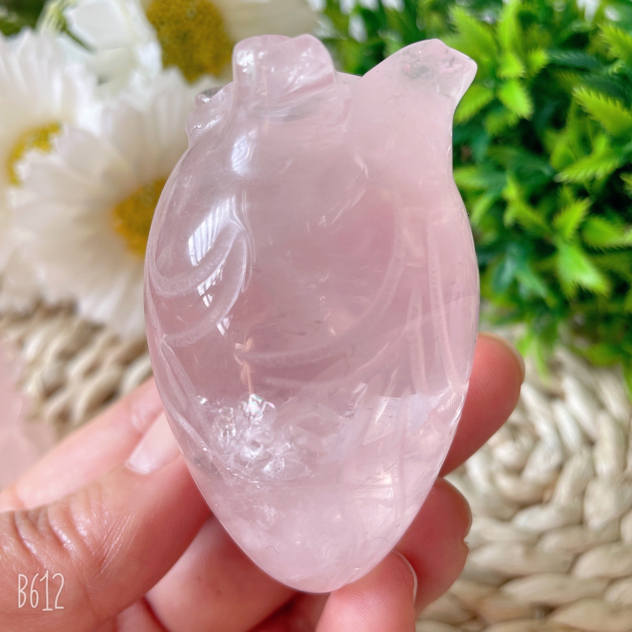 2.7 Inch Rose Quartz Heart Crystal for Emotional Healing