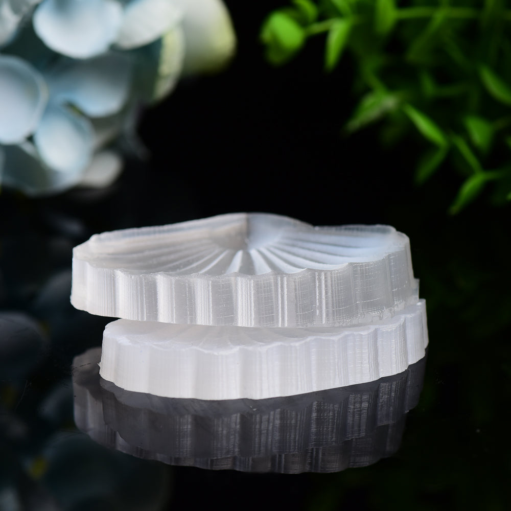 2.7 inch Selenite Shell Shaped Carving for Crystal Decor