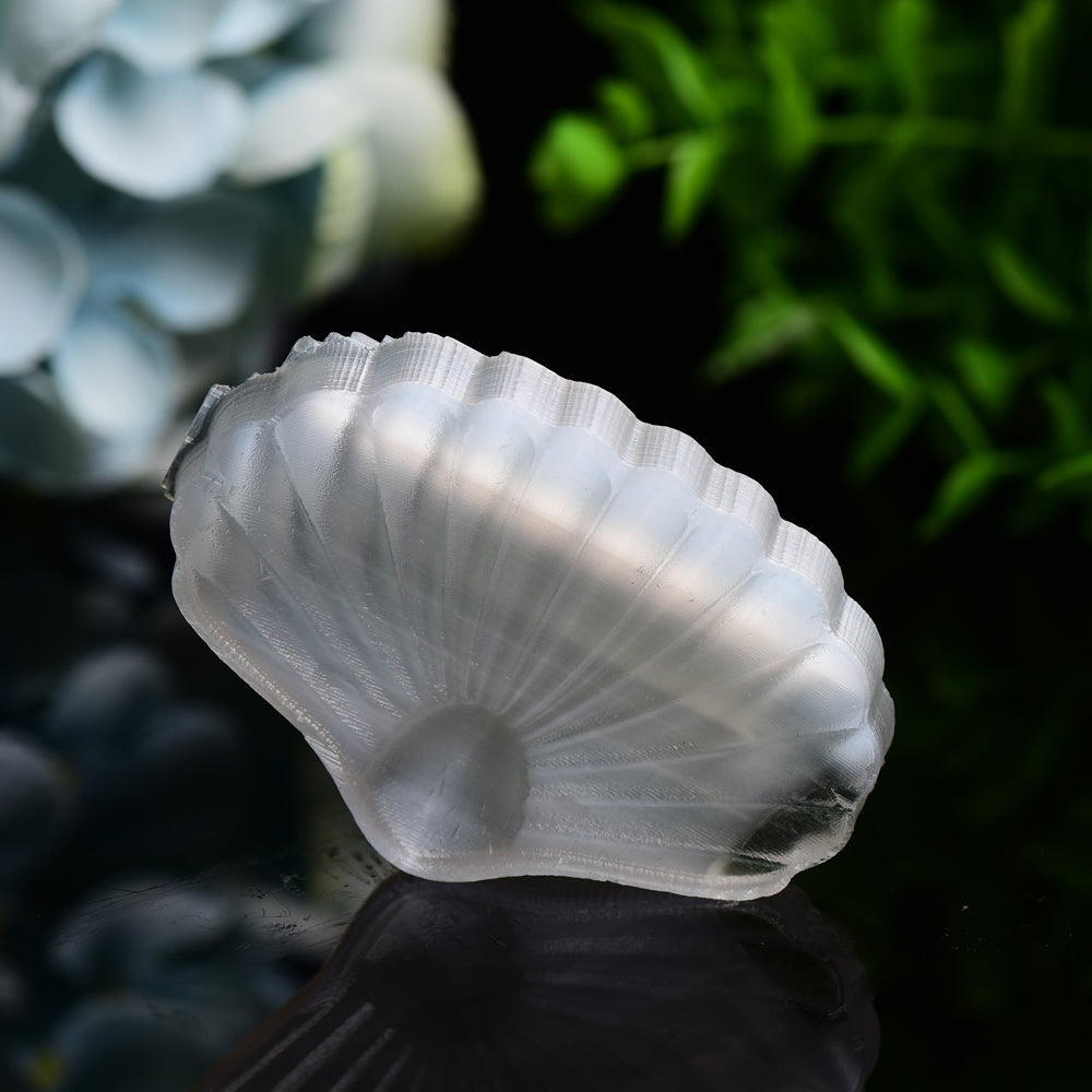 2.7 inch Selenite Shell Shaped Carving for Crystal Decor