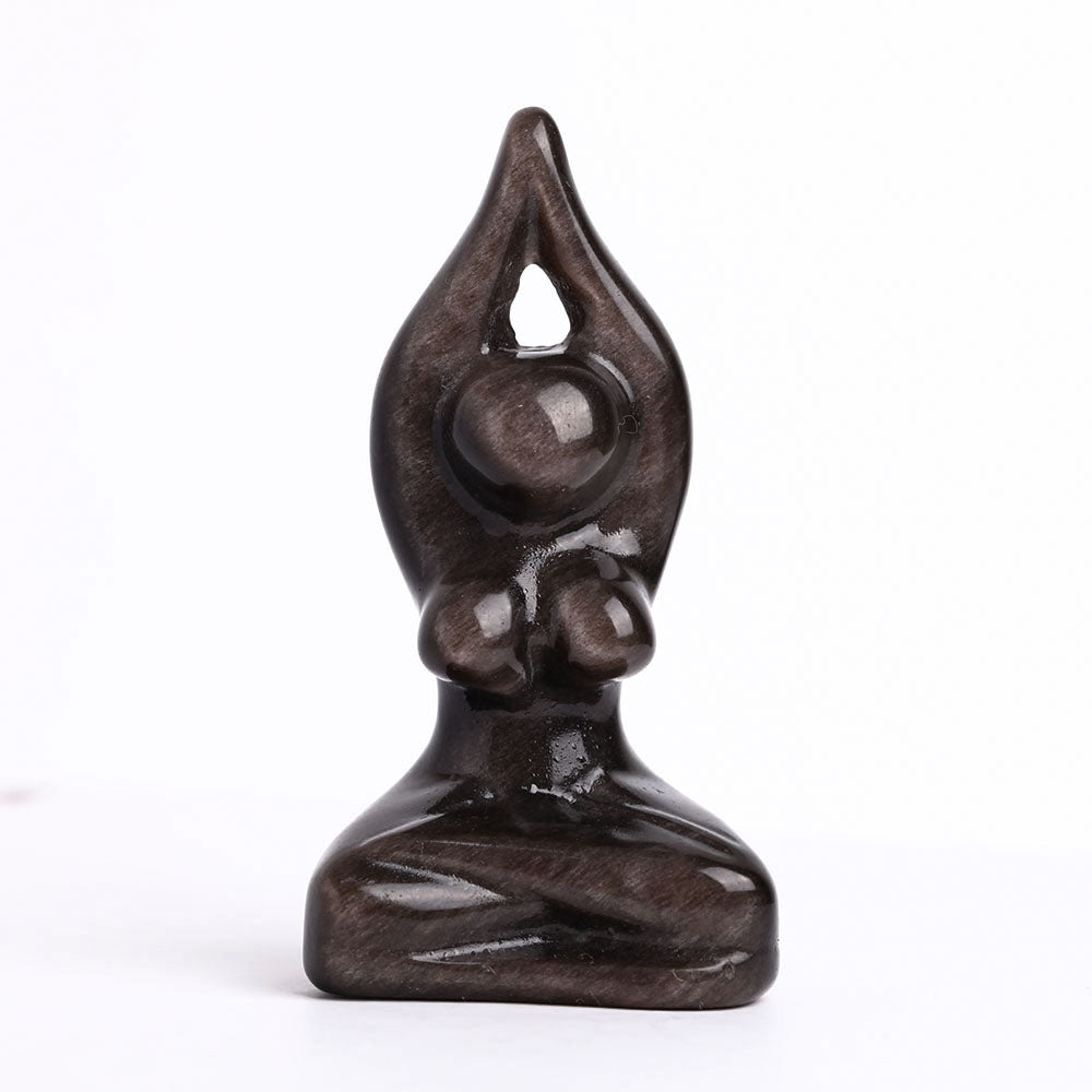 2.7-Inch Silver Obsidian Crystal Figurine Carving