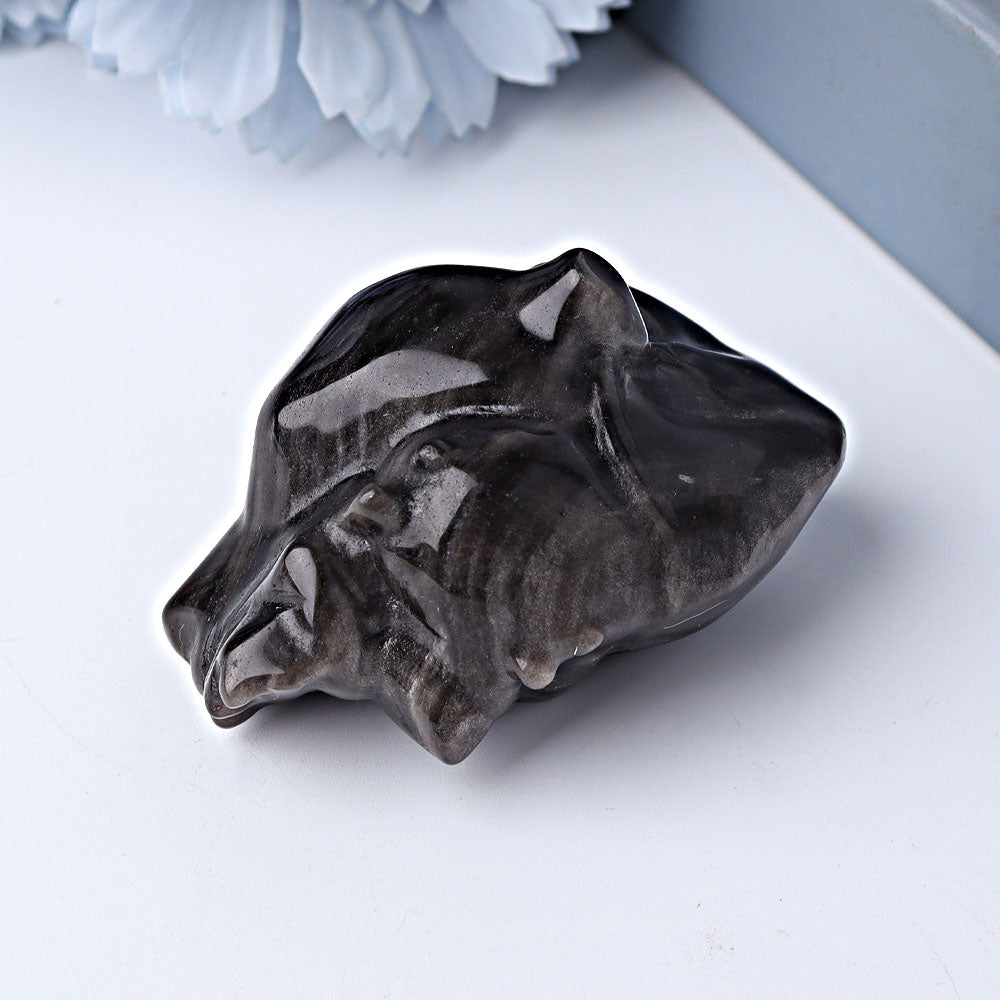 2.7 inch Silver Obsidian Heart Crystal Carving
