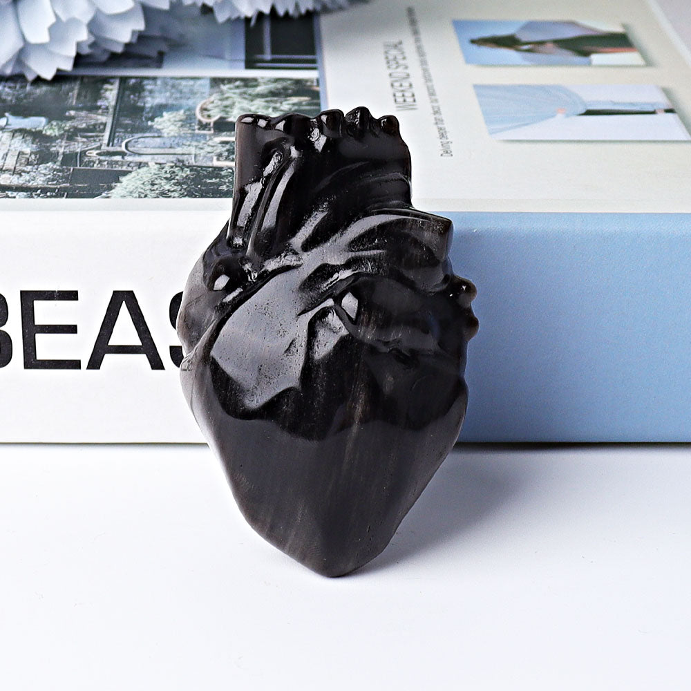 2.7 inch Silver Obsidian Heart Crystal Carving