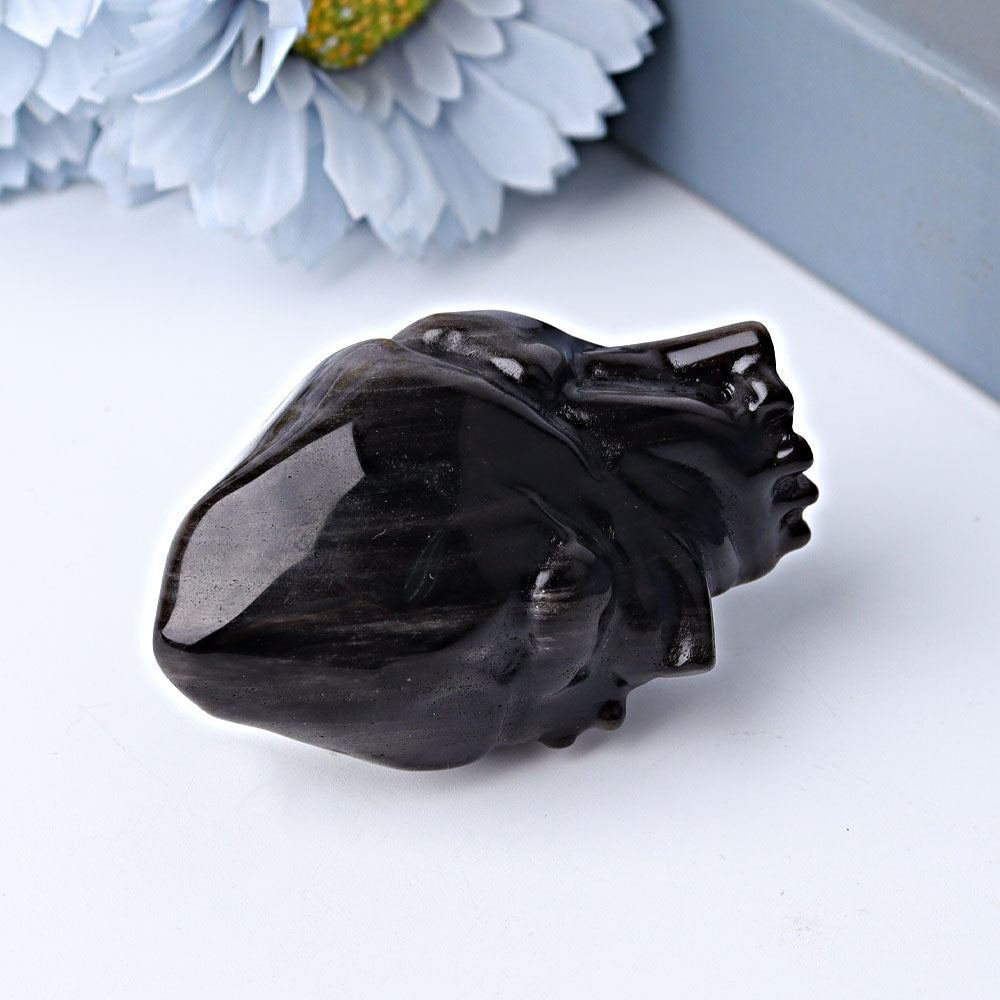 2.7 inch Silver Obsidian Heart Crystal Carving