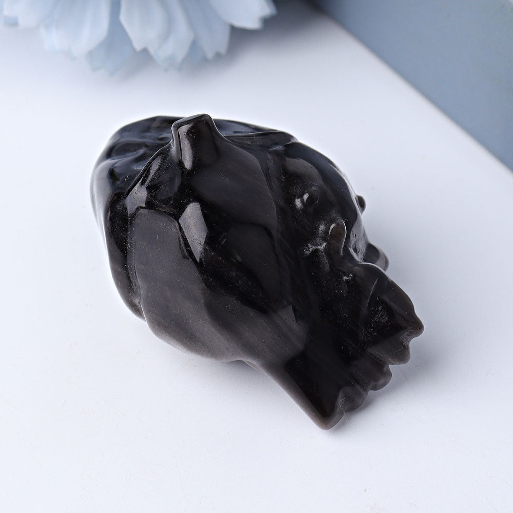 2.7 inch Silver Obsidian Heart Crystal Carving