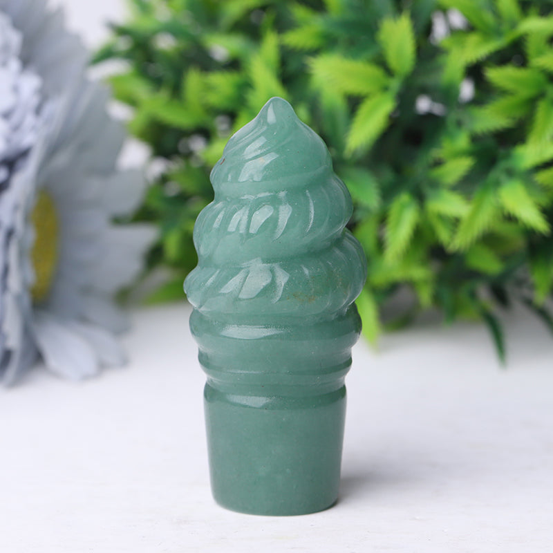 2.76-inch Green Aventurine Ice Cream Crystal Figurine