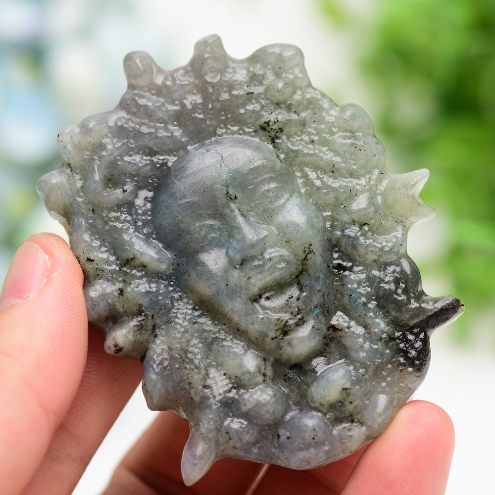 2.8-3.3 inch Labradorite and Golden Obsidian Medusa Crystal Figurines