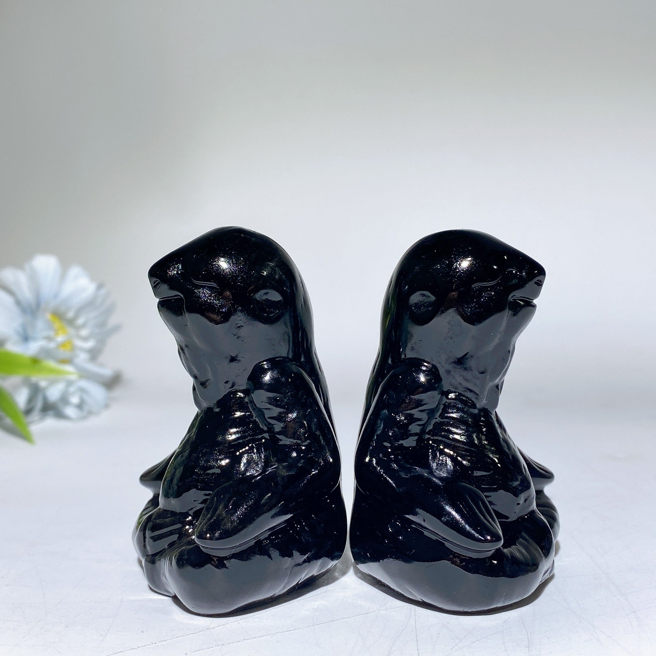 2.8-inch Black Obsidian Sloth Crystal Animal Carving