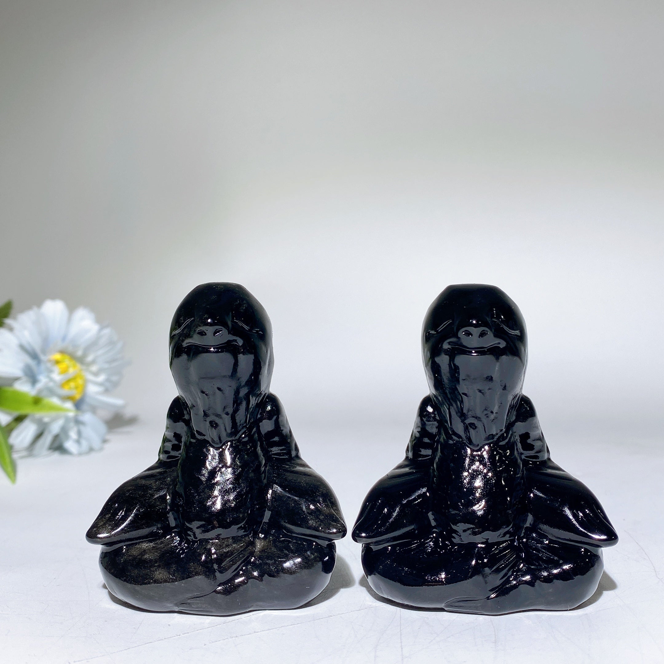 2.8-inch Black Obsidian Sloth Crystal Animal Carving