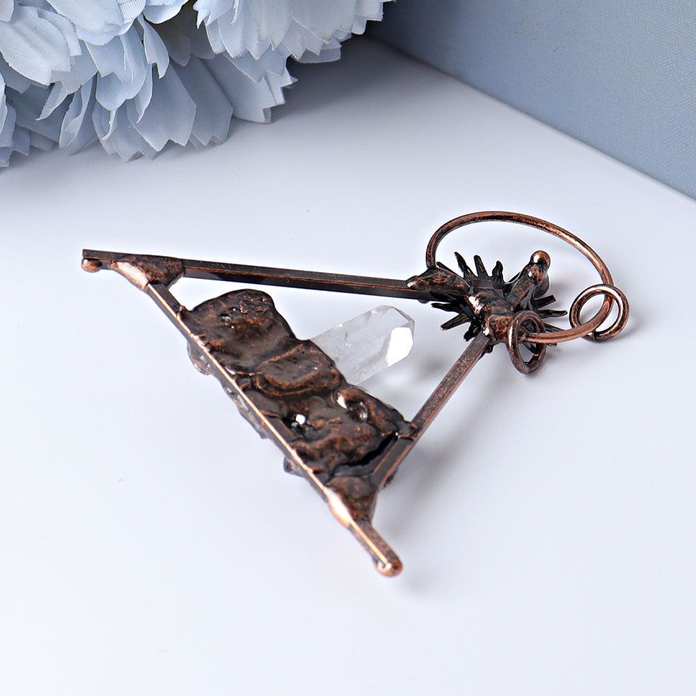 2.8-inch Clear Quartz Amethyst Sun Pendant Vintage Style