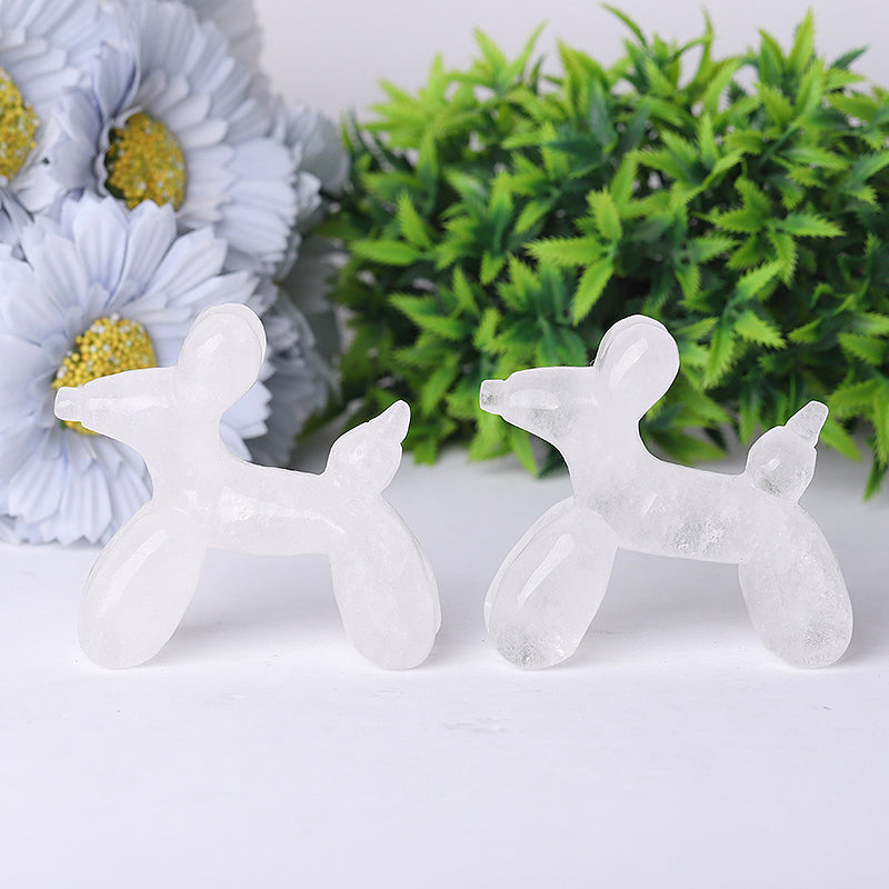 2.8 Inch Clear Quartz Balloon Dog Crystal Carving