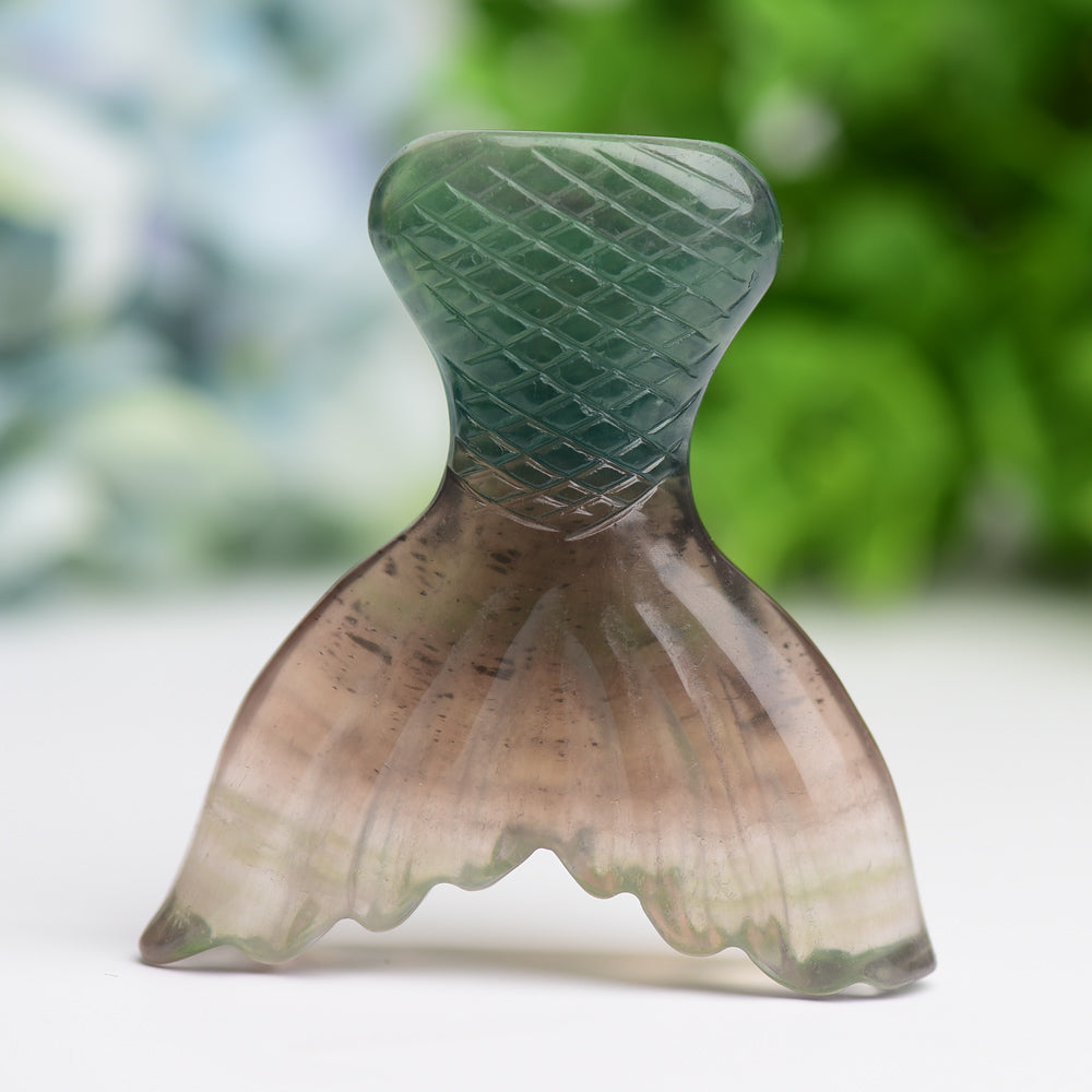 2.8 Inch Fluorite Fish Tail Crystal Animal Carving