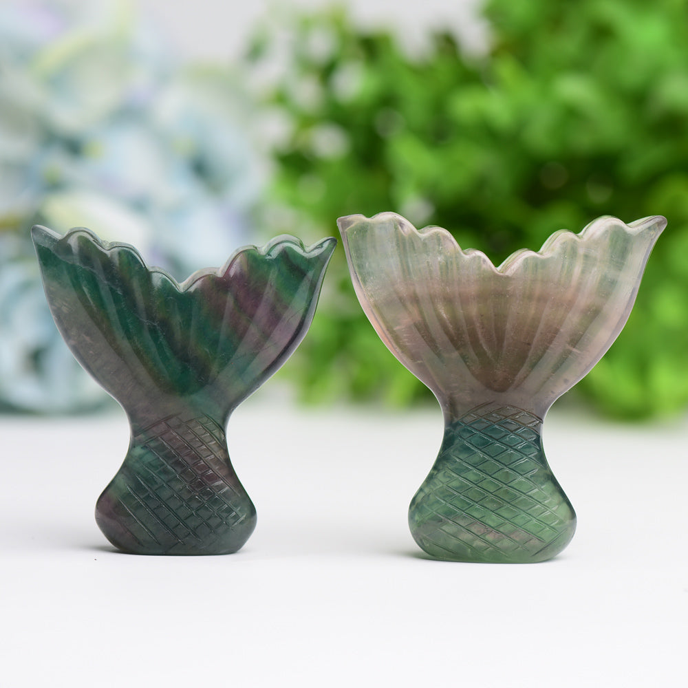 2.8 Inch Fluorite Fish Tail Crystal Animal Carving