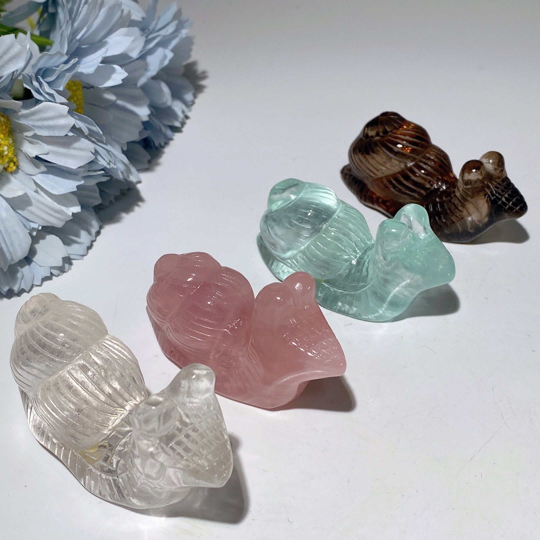 2.8 inch Mixed Crystal Snail Figurine for Spiritual Healing