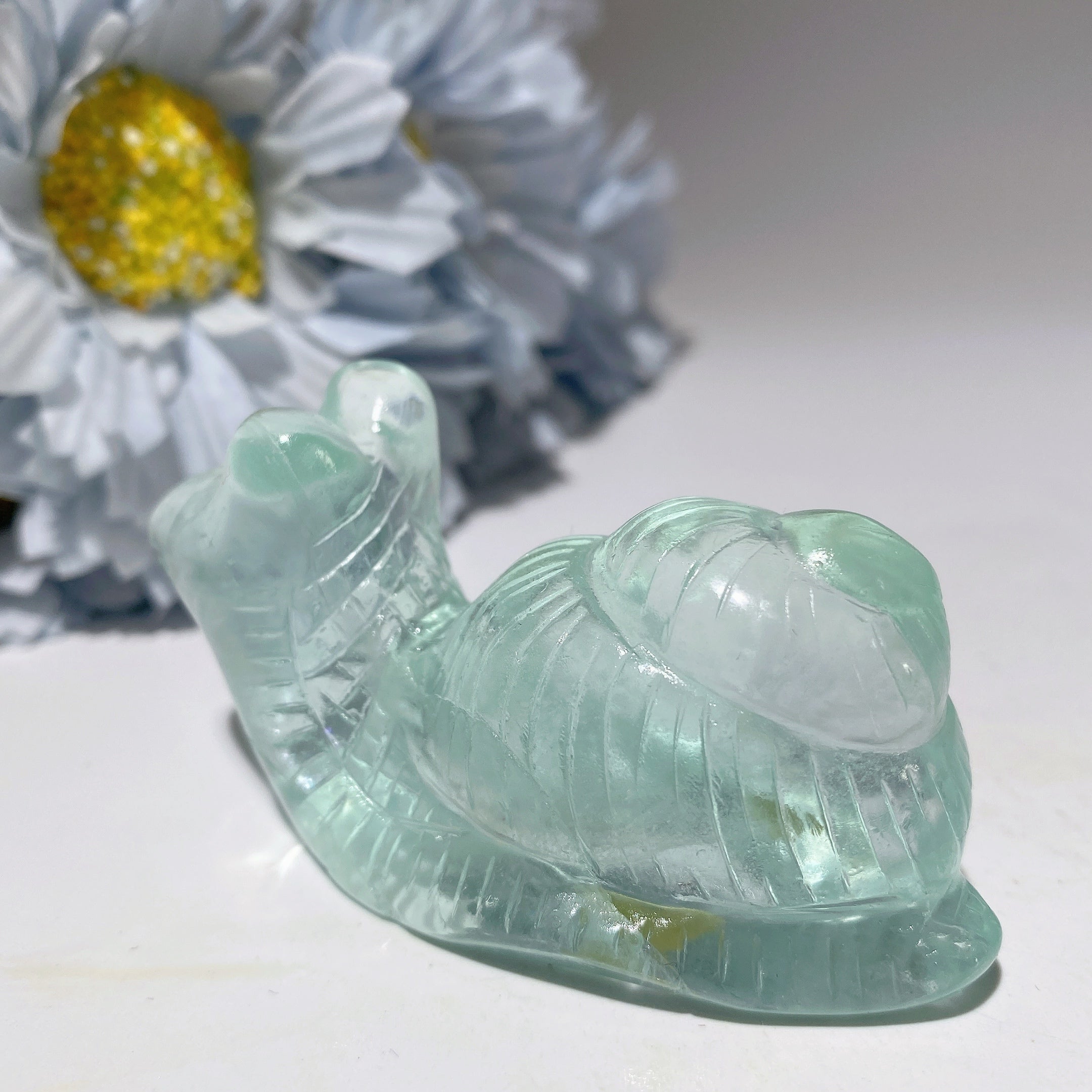 2.8 inch Mixed Crystal Snail Figurine for Spiritual Healing