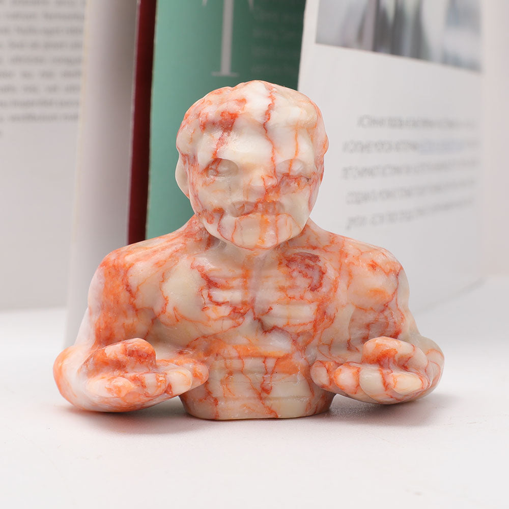 2.8in Red Line Stone Hulk Figurine Carving Sculpture