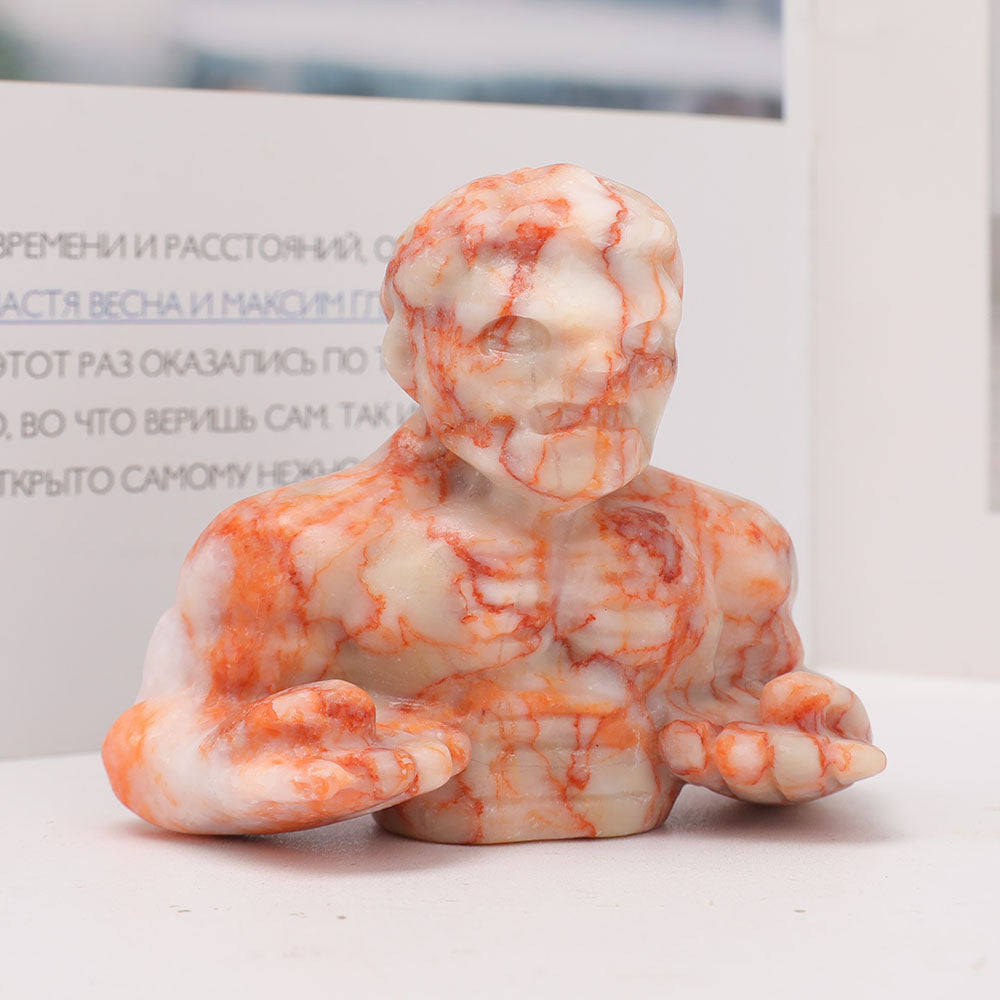 2.8in Red Line Stone Hulk Figurine Carving Sculpture