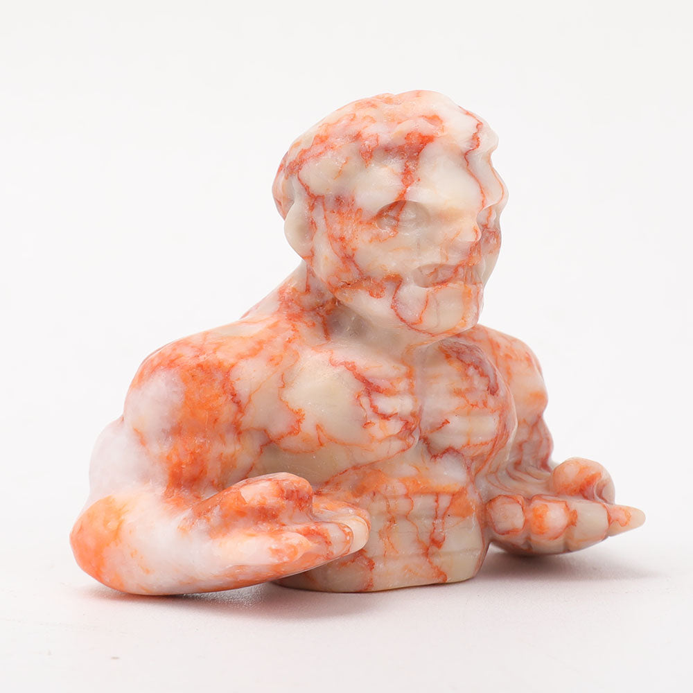 2.8in Red Line Stone Hulk Figurine Carving Sculpture