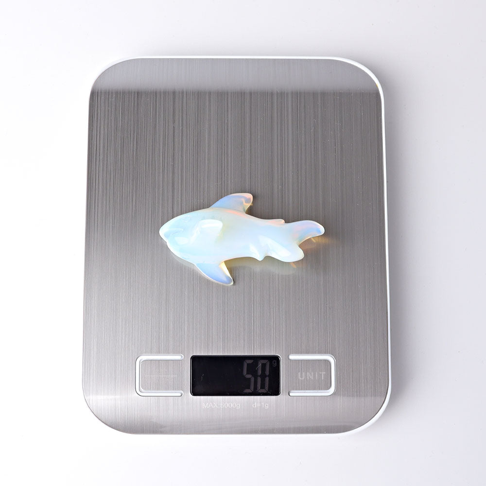 2.9-inch Opalite Shark Crystal Animal Carving