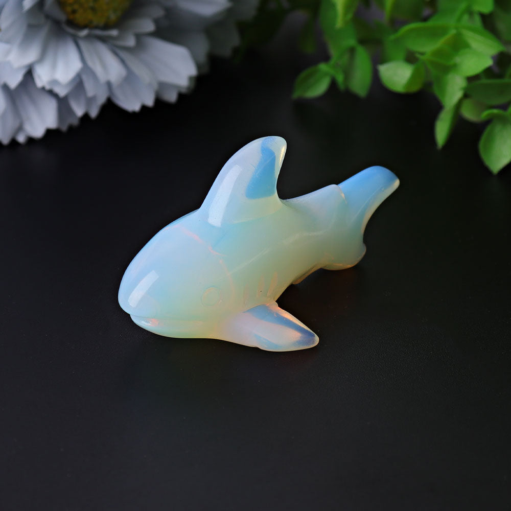 2.9-inch Opalite Shark Crystal Animal Carving