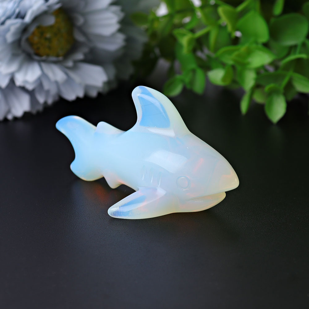 2.9-inch Opalite Shark Crystal Animal Carving
