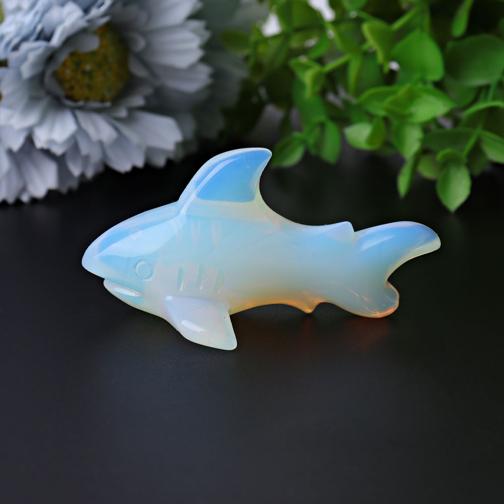 2.9-inch Opalite Shark Crystal Animal Carving