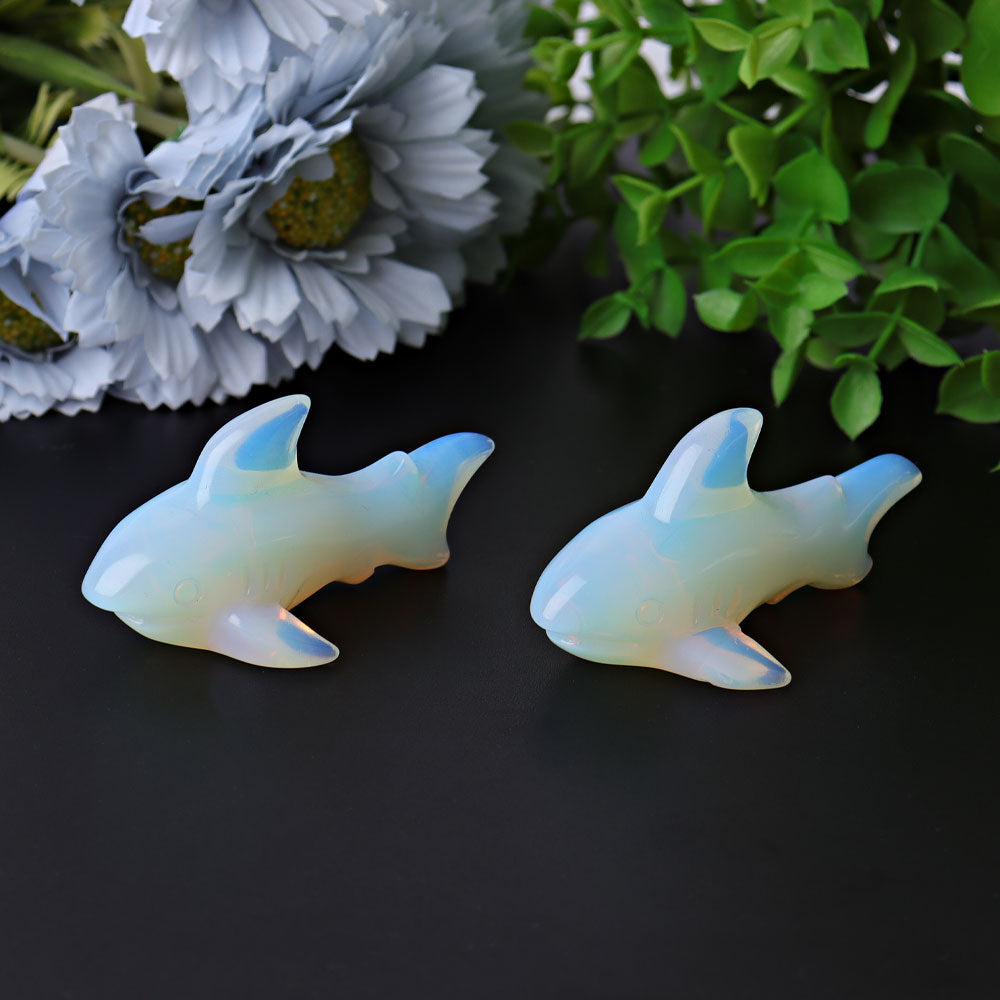 2.9-inch Opalite Shark Crystal Animal Carving