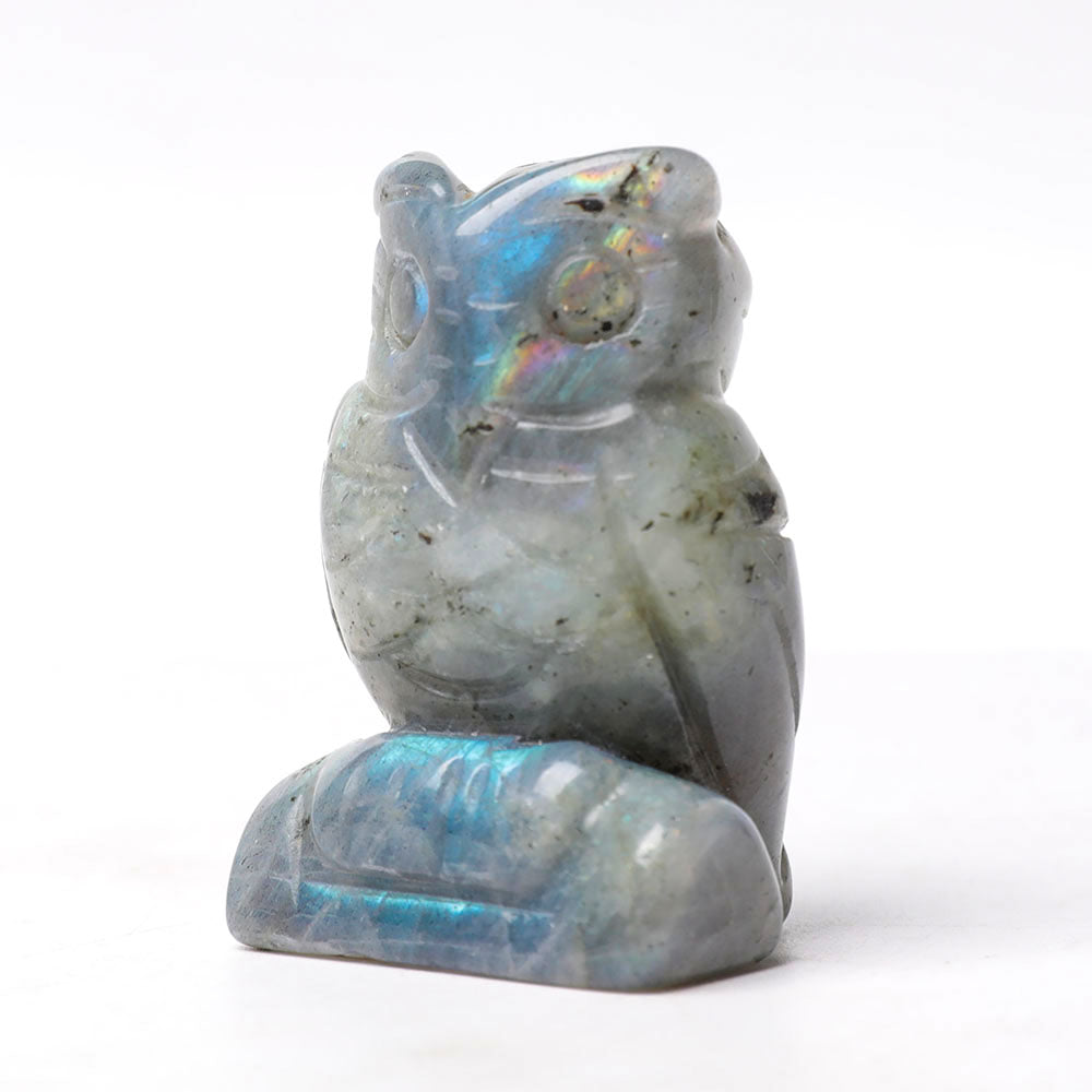 2" Crystal Owl Figurine Hand Carved in Multiple Stones