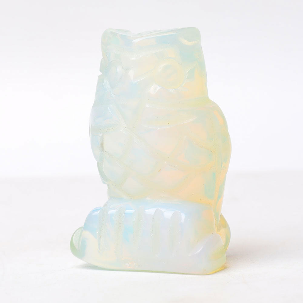 2" Crystal Owl Figurine Hand Carved in Multiple Stones