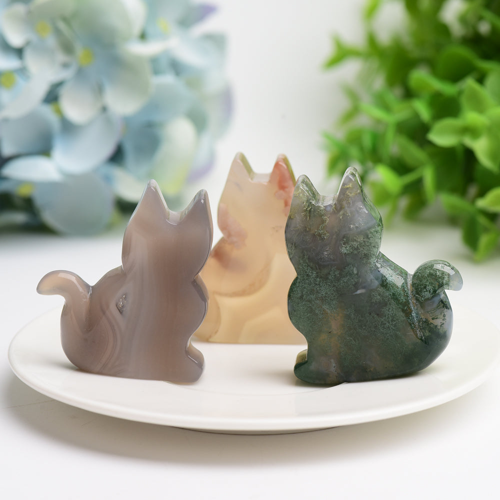 2-inch Agate Cat Crystal Carving for Healing Energy