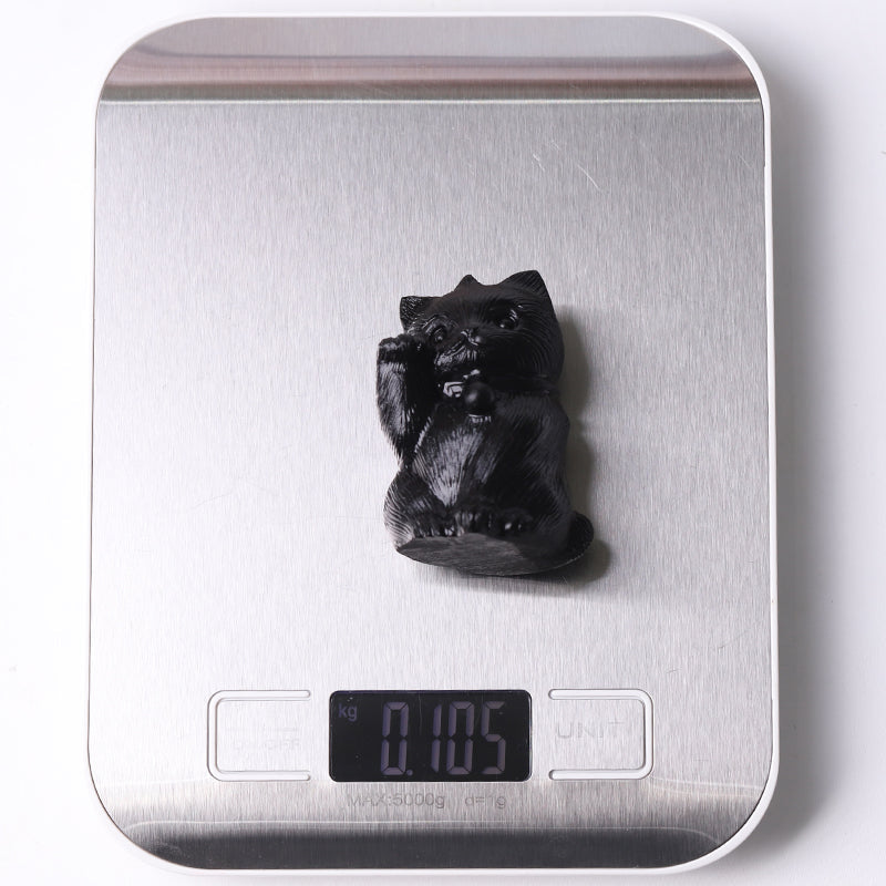 2-Inch Black Obsidian Cat Carving for Protection