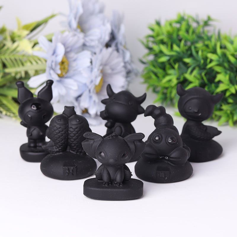 2-inch Black Obsidian Crystal Animal Carvings