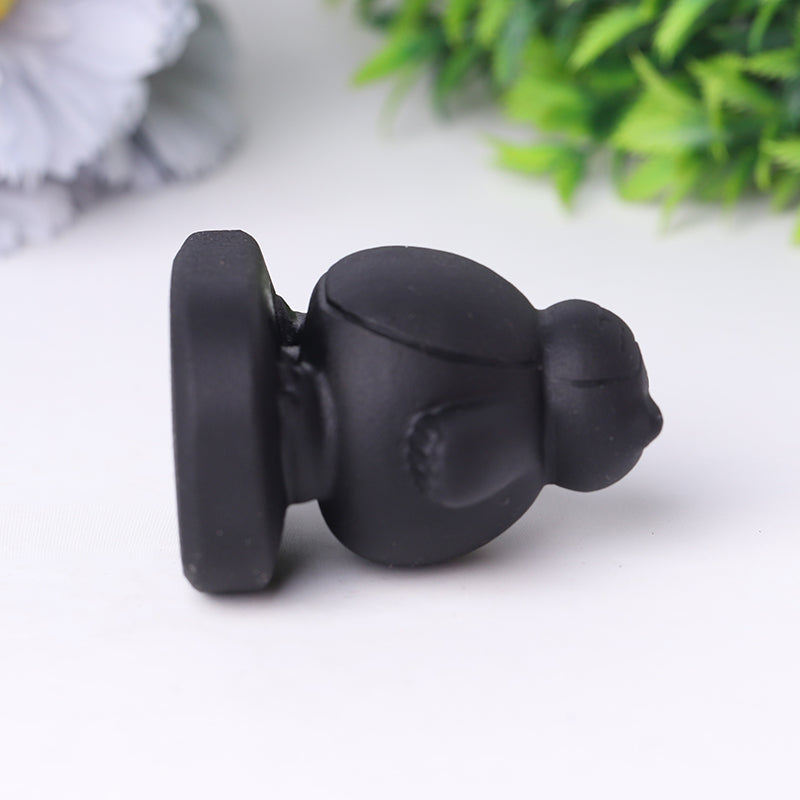 2-inch Black Obsidian Snorlax Crystal Animal Carving