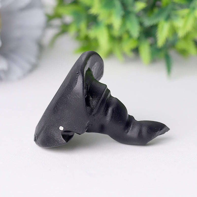 2-inch Black Obsidian Witch Hat Crystal Figurine