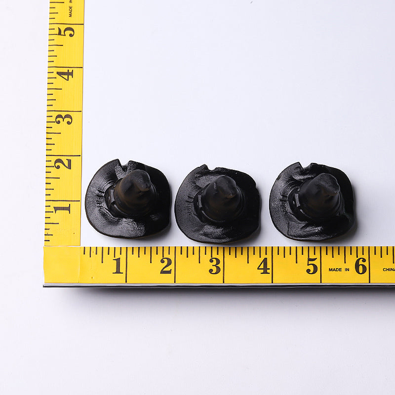 2-inch Black Obsidian Witch Hat Crystal Figurine