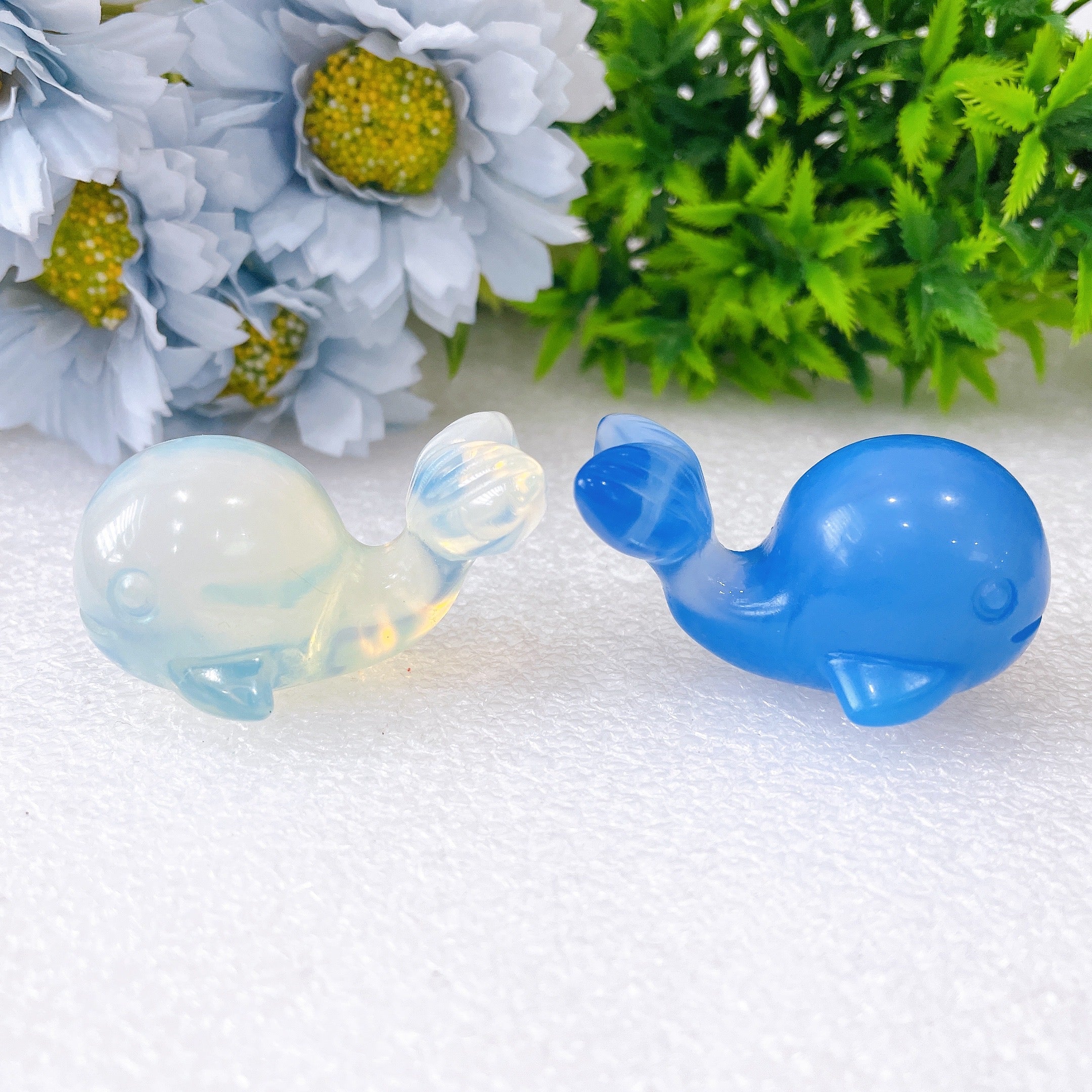 2 inch Blue Opalite Whale Crystal Carving Figurine
