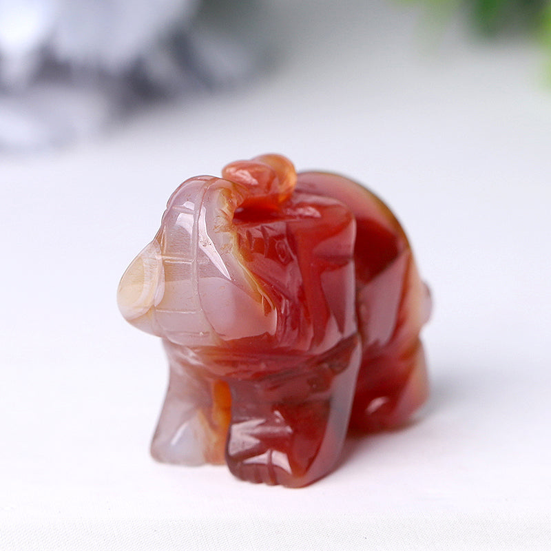 2-inch Carnelian Elephant Crystal Figurine for Energy Balance