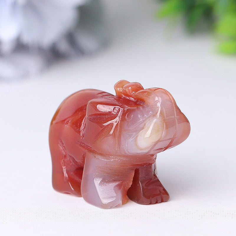 2-inch Carnelian Elephant Crystal Figurine for Energy Balance
